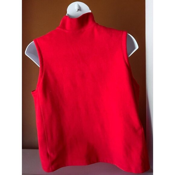 Lands End Womens Solid Red Fleece Vest Full Zip Pockets Mock Sleeveless Vest 2X - Picture 5 of 9